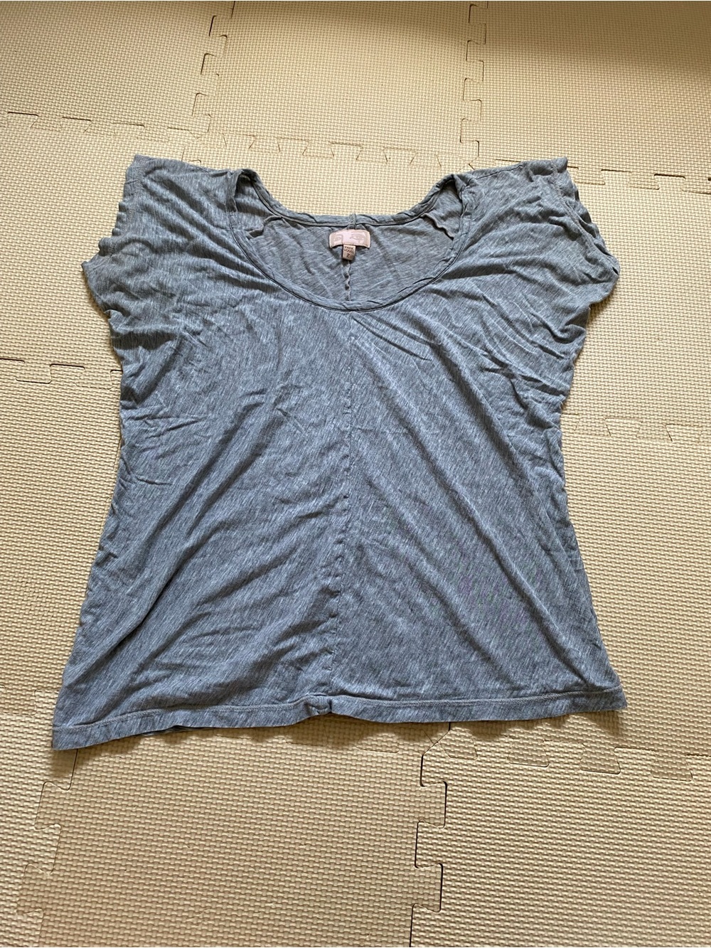 Park Vogel Gray Short Sleeve Scoop Neck Top Size 2 S Minimalist Capsule Basic